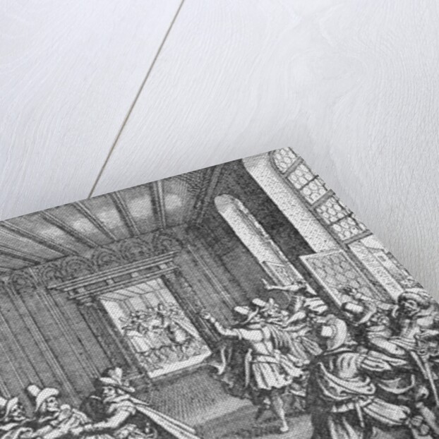 Illustration of Royal Commissioners Thrown Out Window by Anonymous