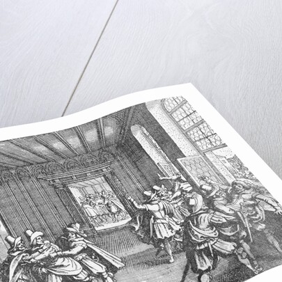 Illustration of Royal Commissioners Thrown Out Window by Anonymous