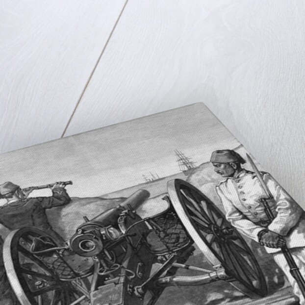 British Soldiers by Canon Eyeing Ships Offshore by Anonymous