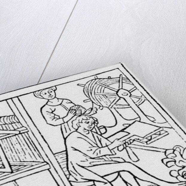 Sketches Showing Early Weaving Process by Anonymous