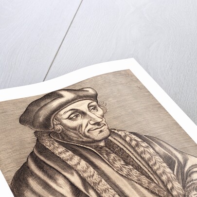 Illustration of Scholar Erasmus Desiderius with Book in Hand by Anonymous