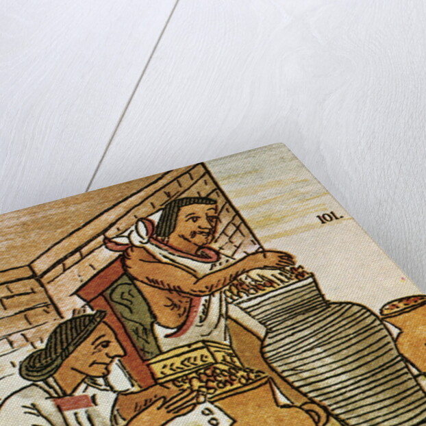 Illustration of Aztecs Storing Amaranth from the Florentine Codex by Anonymous