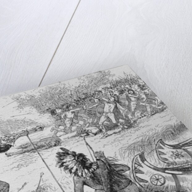 Illustration of Native Americans Fighting with Samuel de Champlain Party by Anonymous