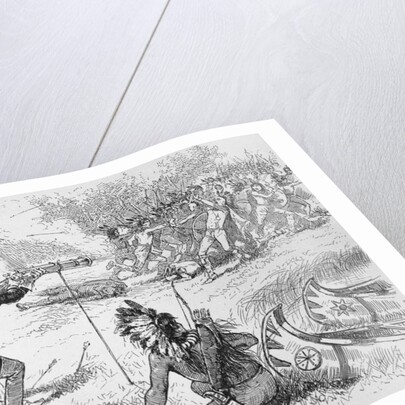 Illustration of Native Americans Fighting with Samuel de Champlain Party by Anonymous