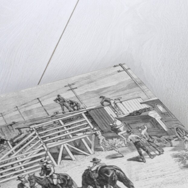 Herders Gathering Cattle for Shipment on Train by Anonymous