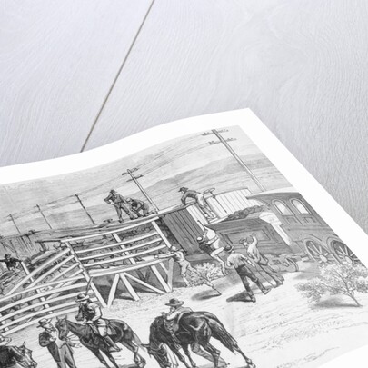 Herders Gathering Cattle for Shipment on Train by Anonymous