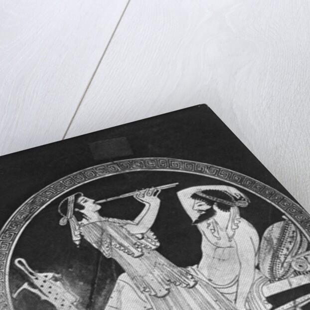 Greek Pottery with a Musician and a Reclining Man by Anonymous