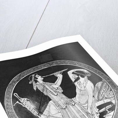 Greek Pottery with a Musician and a Reclining Man by Anonymous