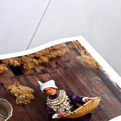 Miao Woman and Drying Produce by Anonymous