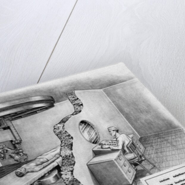 Illustration of Employee Using Cancer Treatment Machinery on Patient by Anonymous