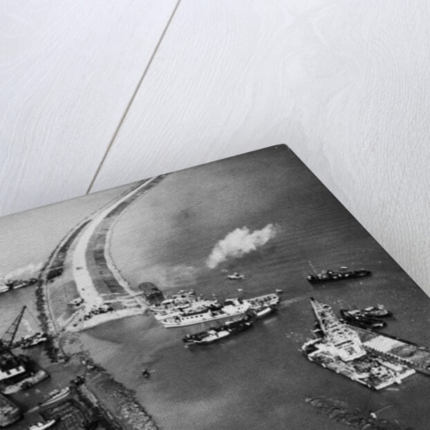 Aerial View of Ships Building a Dyke by Anonymous