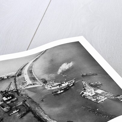 Aerial View of Ships Building a Dyke by Anonymous