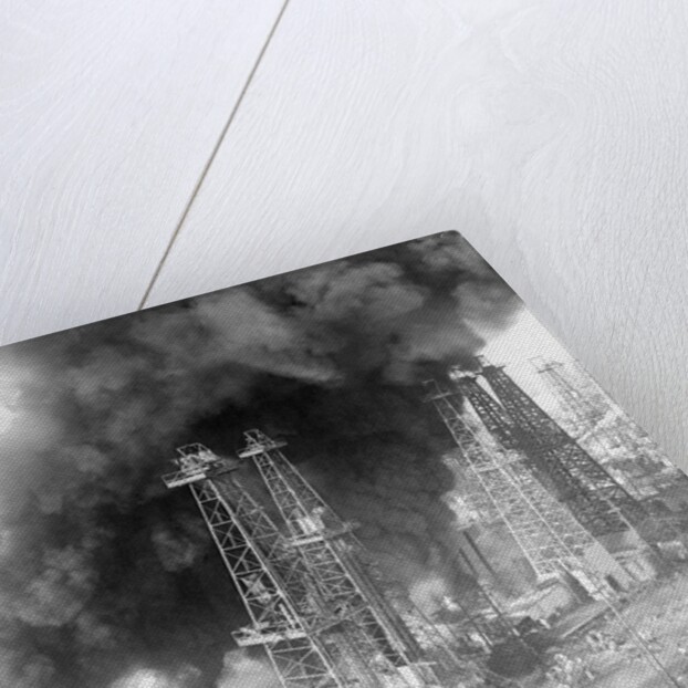 Oil Wells Spouting Streams of Fire by Anonymous