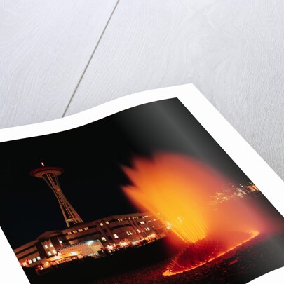 Space Needle and Fountain at Night by Anonymous