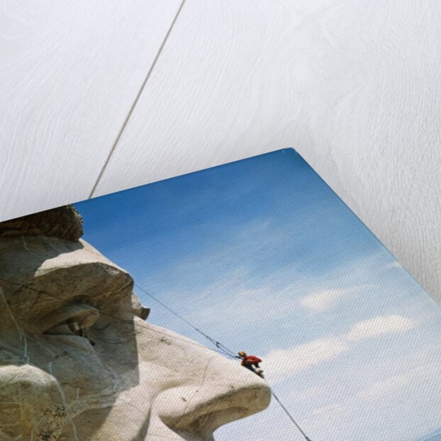 Mount Rushmore Repairman Working on Lincoln's Nose by Anonymous