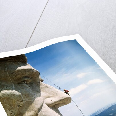 Mount Rushmore Repairman Working on Lincoln's Nose by Anonymous