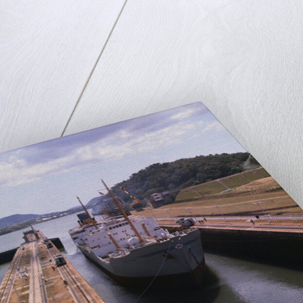 View of Ship at Panama Canal's Miraflores Locks by Anonymous