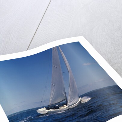 Windblown Sails of Yacht on Open Sea by Anonymous
