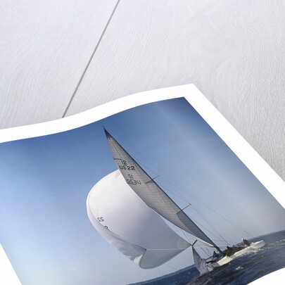 Windblown Sails of Yacht on Open Sea by Anonymous