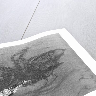 Aerial View of Boat Spilling Oil into Ocean by Anonymous