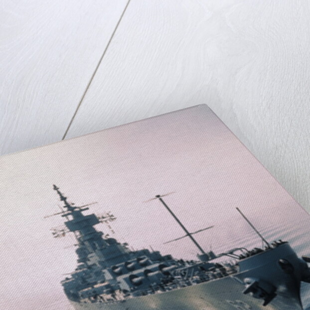 Aerial View of USS New Jersey Entering Bay by Anonymous