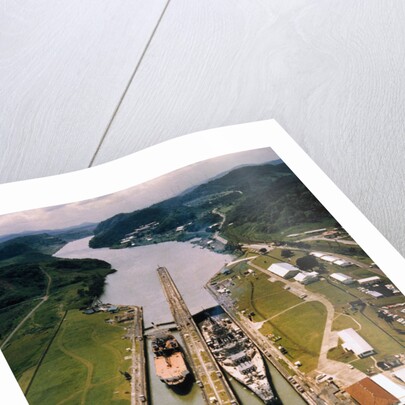 Battleship Passing Through Panama Canal by Anonymous