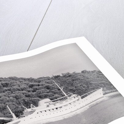 View of Large Yacht Near Shore by Anonymous