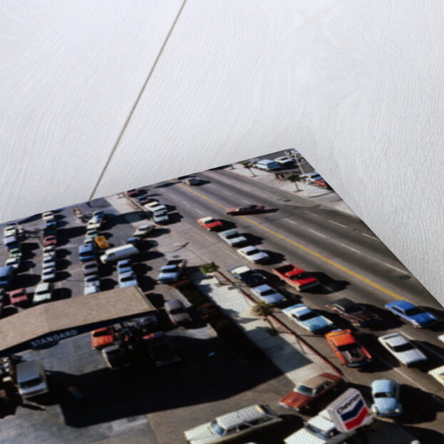 Aerial View of Cars Lining Up for Rationed Gas by Anonymous