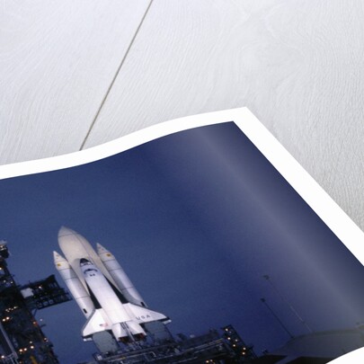 Illuminated Columbia on Launch Pad by Anonymous