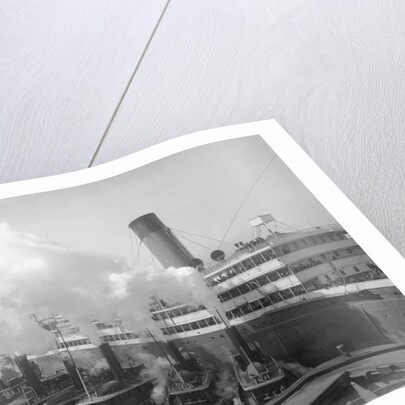 Large Ship with Smaller Boats Alongside by Anonymous