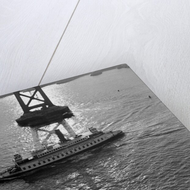 Ferryboat Sailing Past a Pier Tower by Anonymous