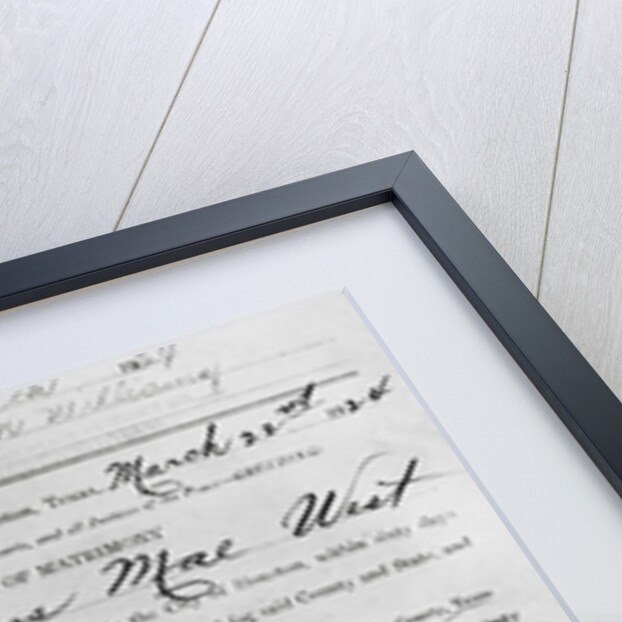 Mae West Marriage License by Anonymous