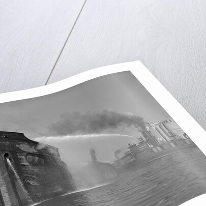 Fireboat Dousing Wooden Ship by Anonymous