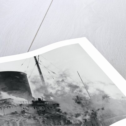 Smoke and Flames Billowing Out From a Ship by Anonymous