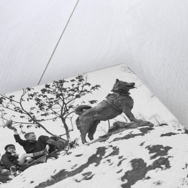 Children on Sleigh Near Statue Dedicated to Hero Dog by Anonymous