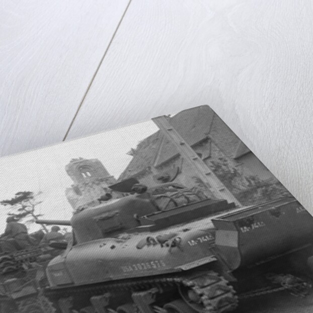 American Tanks Passing Through Town to Battle by Anonymous