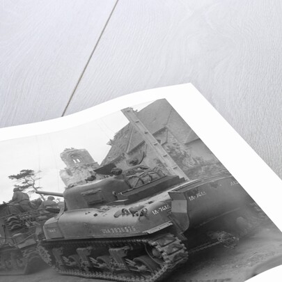 American Tanks Passing Through Town to Battle by Anonymous