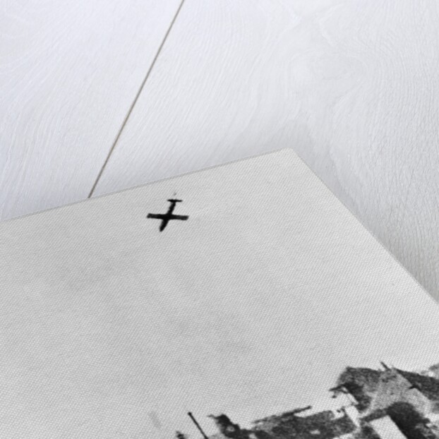 V-1 German Missile Over English Town 1944 by Anonymous