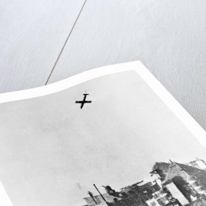 V-1 German Missile Over English Town 1944 by Anonymous