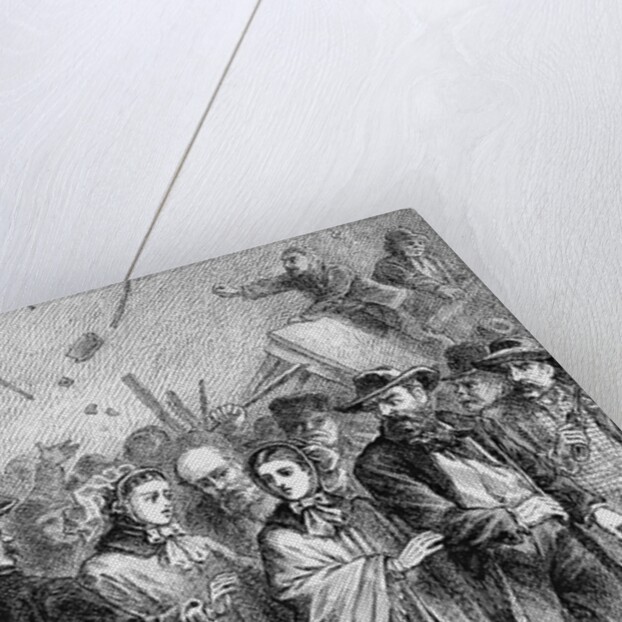 Print of Lucretia Mott Being Protected from Angry Male Mob by Anonymous