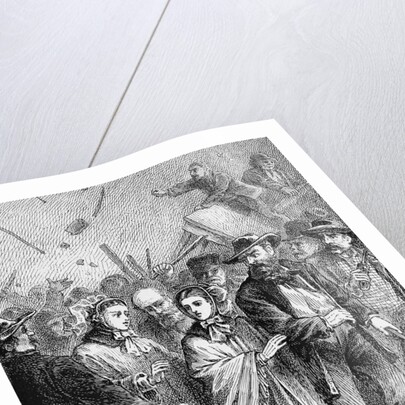 Print of Lucretia Mott Being Protected from Angry Male Mob by Anonymous