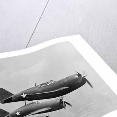 USAAF P-47 THunderbolt Fighter Planes in Flight by Anonymous