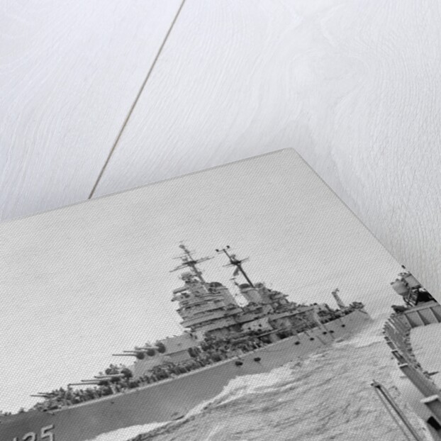 United States Battleship Along Korean Shore by Anonymous