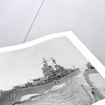 United States Battleship Along Korean Shore by Anonymous