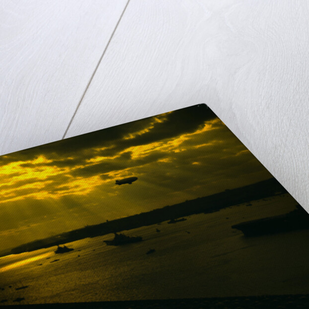 Navy Fleet Sailing in Harbor by Anonymous