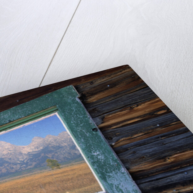 Teton Range Reflected in Window by Anonymous