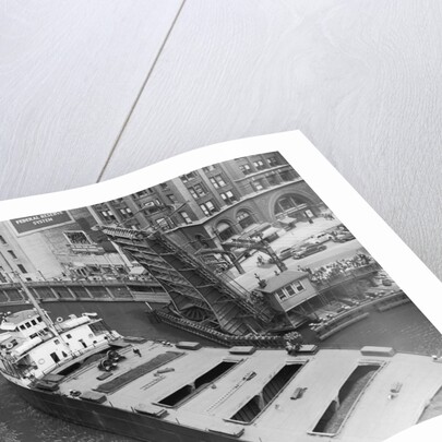 Cargo Ship in Canal by Anonymous