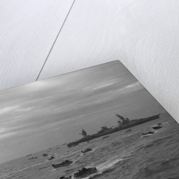 Landing Craft and USS Augusta by Anonymous