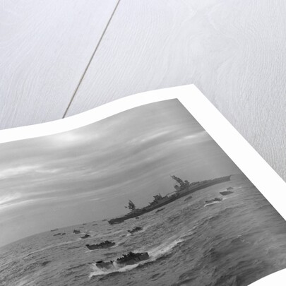 Landing Craft and USS Augusta by Anonymous