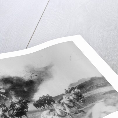 Soldiers Narrowly Escaping Explosion on Horses by Anonymous